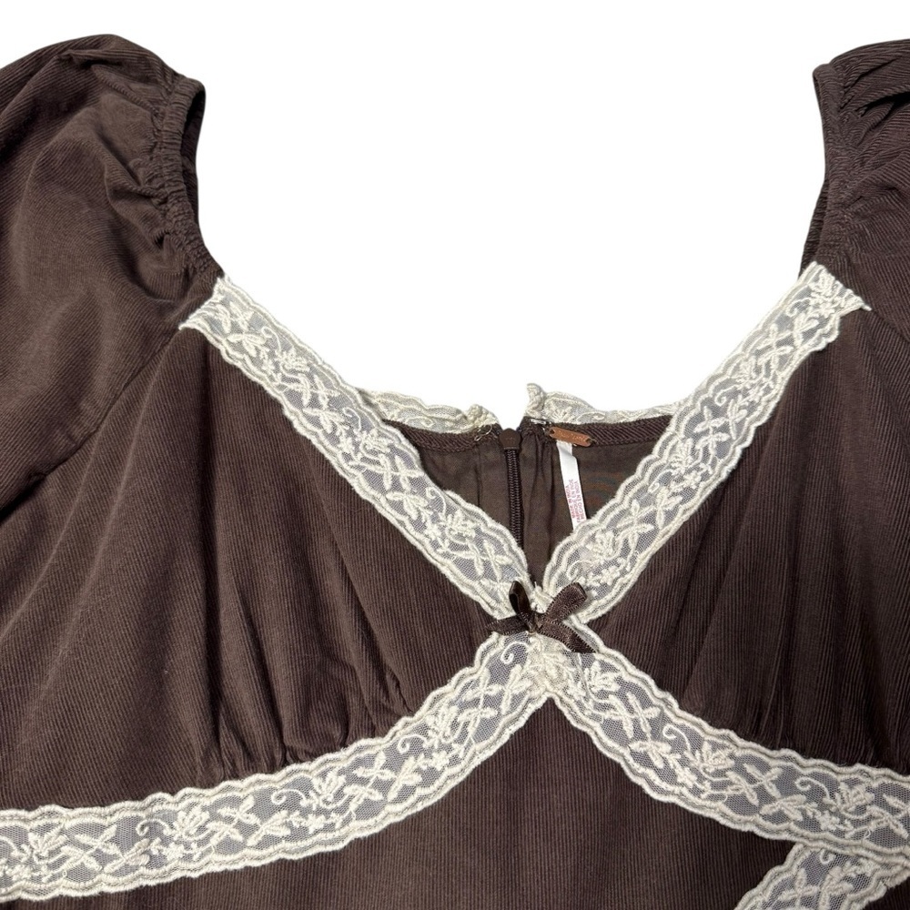 NWT New $168 Free People Tennley Corduroy Mini Chocolate Torte Dress Size XL - Picture 5 of 10